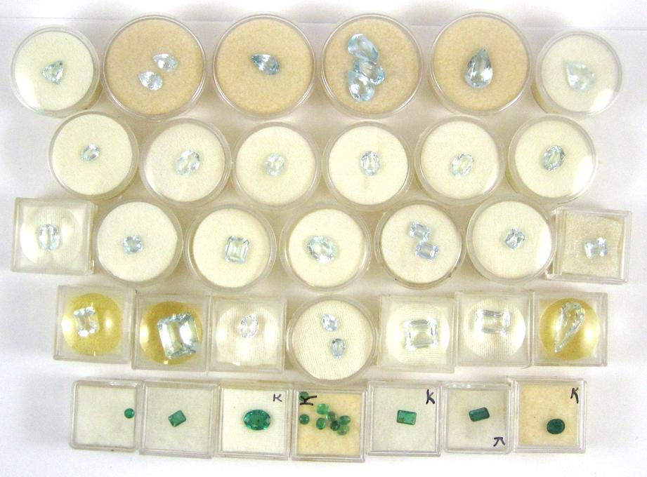 Appraisal: FORTY-FIVE UNSET BERYL GEMSTONES including green emeralds and light blue