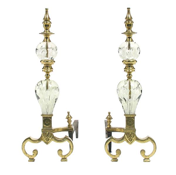 Appraisal: A pair of andirons height in