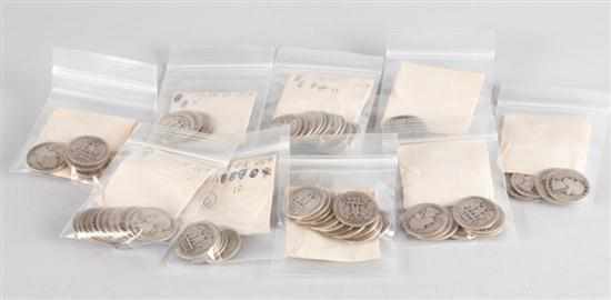 Appraisal: Seventy-two United States Washington silver quarters various dates and mints