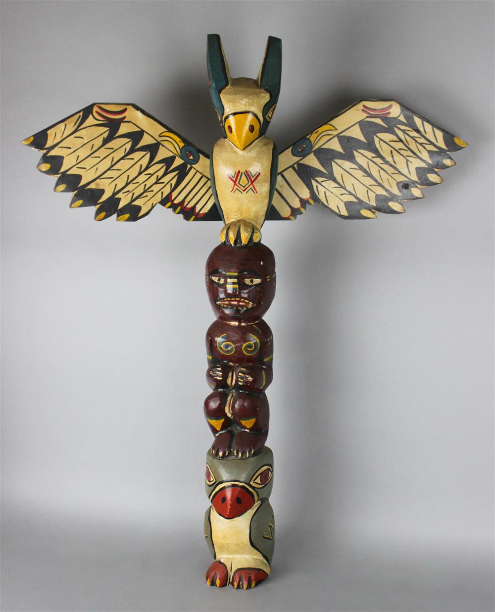 Appraisal: TOTEM POLE MODEL carved and painted in the style of