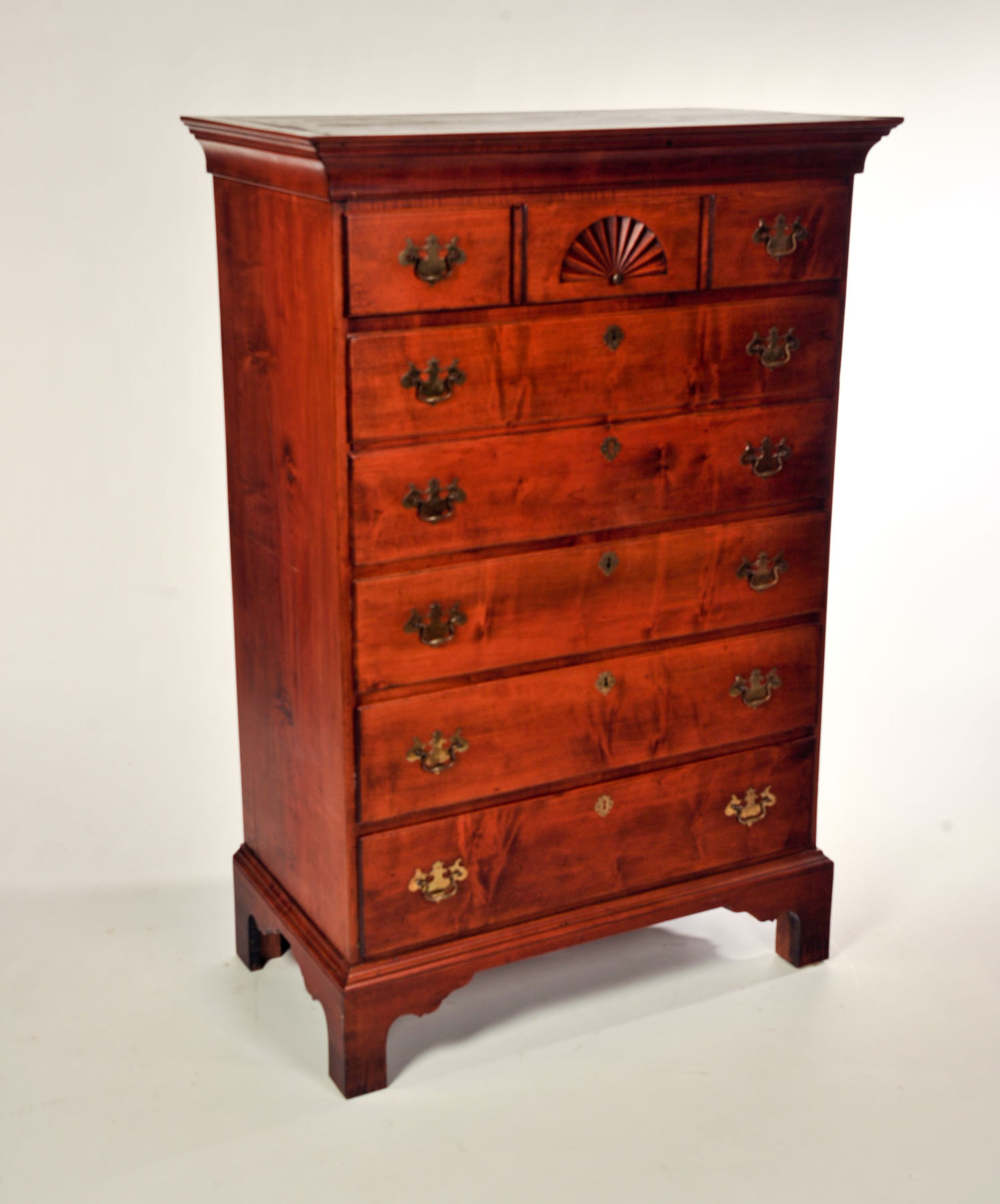 Appraisal: CHIPPENDALE FIVE-DRAWER HIGH CHEST American th quarter- th century maple