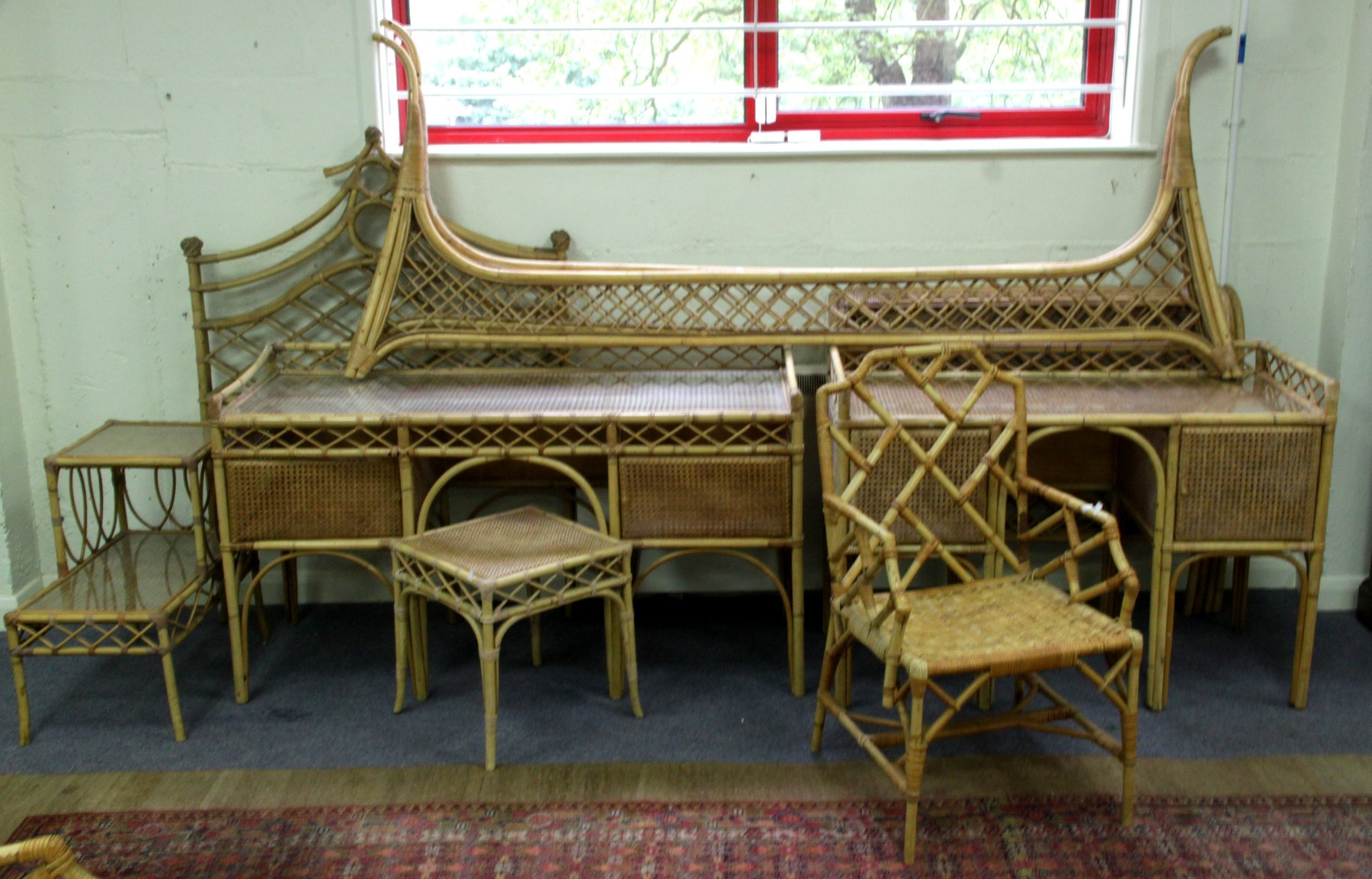 Appraisal: Two cane and bamboo dressing tables cm and cm wide