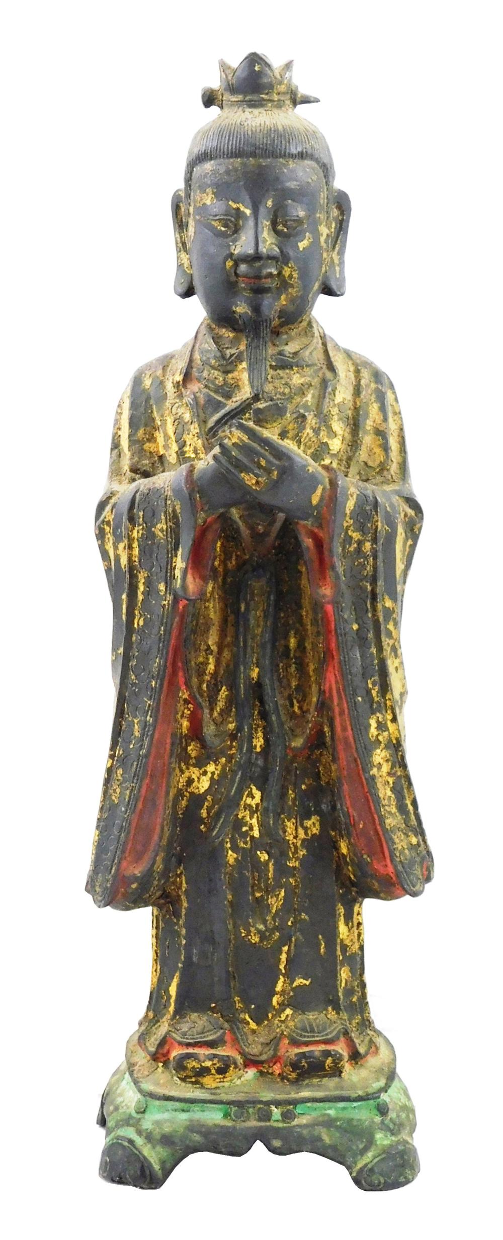 Appraisal: ASIAN Chinese bronze figure of a Daoist Immortal Ming Dynasty