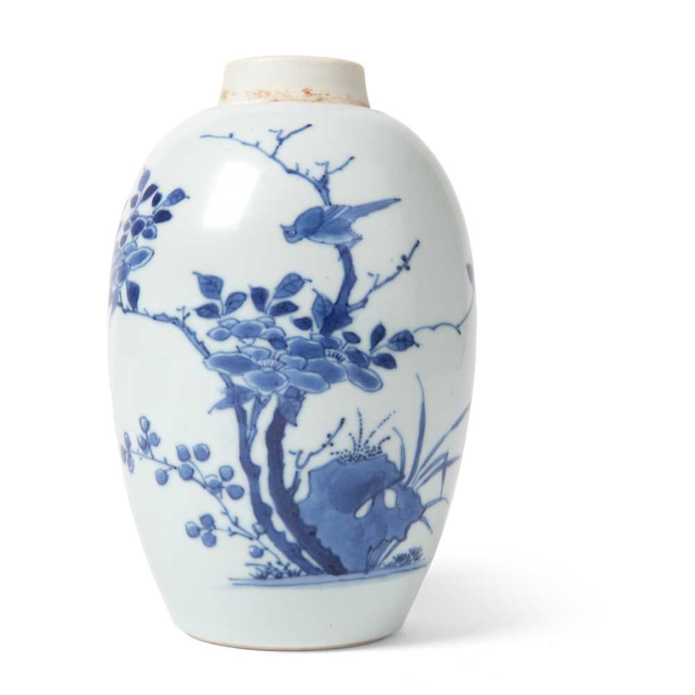 Appraisal: BLUE AND WHITE 'BIRD AND FLOWER' VASE QING DYNASTY KANGXI