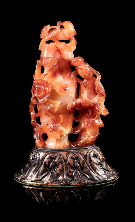 Appraisal: An Agate Covered Vase Height inches An Agate Covered Vase