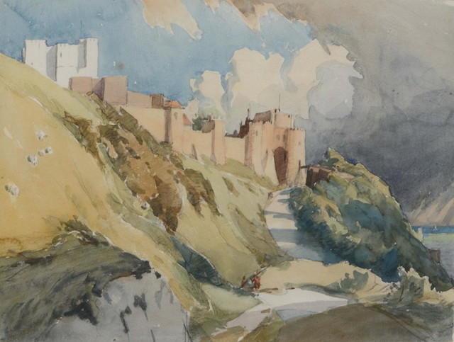 Appraisal: EDWARD WILKINS WAITE exh - A hillside with castle watercolour