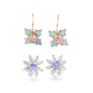 Appraisal: A Lot of Two Pairs of Earrings Comprising two pairs