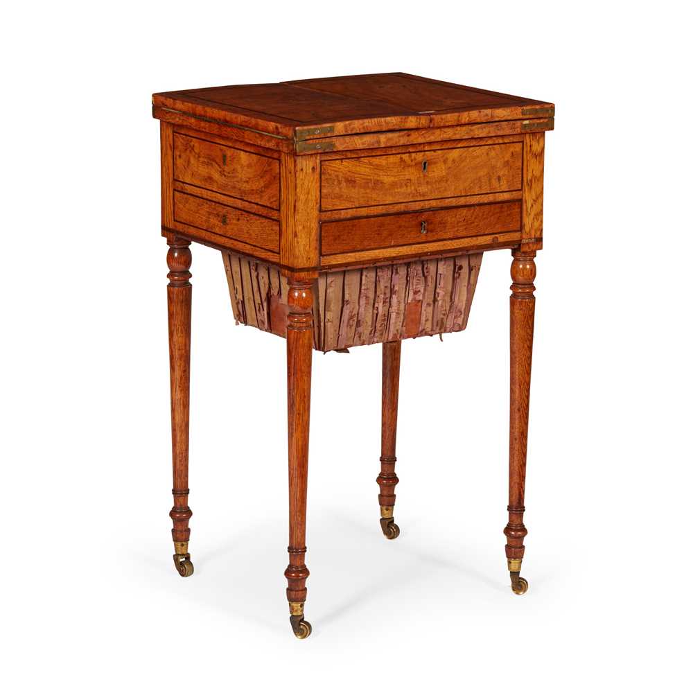 Appraisal: REGENCY ELM OAK AND MAHOGANY EBONY WORK TABLE EARLY TH