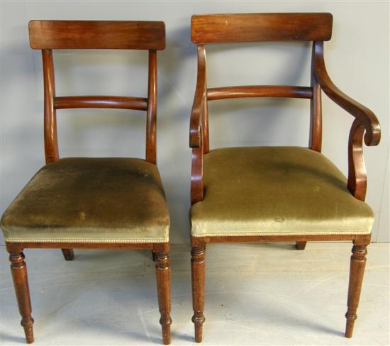 Appraisal: Set of seven th century mahogany bar back dining chairs