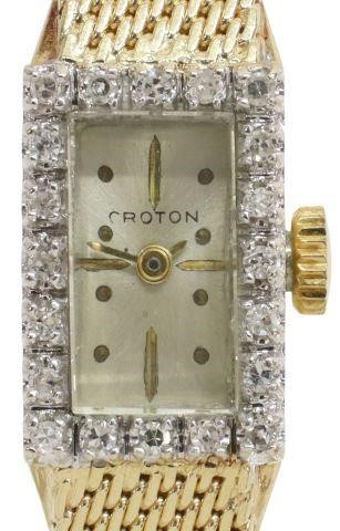 Appraisal: Estate lady's kt yellow gold wristwatch Croton Watch Company Inc