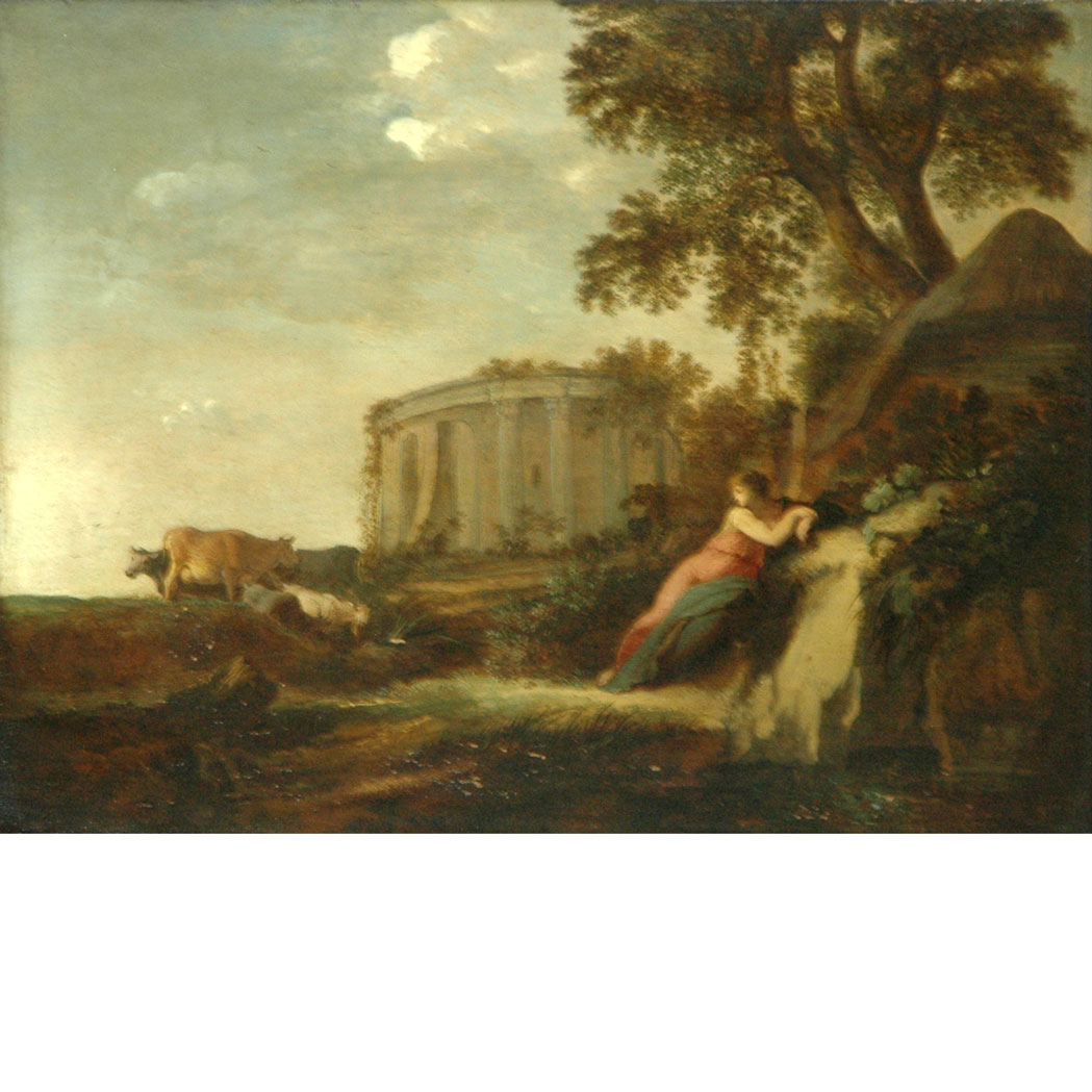 Appraisal: Dutch School th Century Pastoral Landscape with a Round Temple