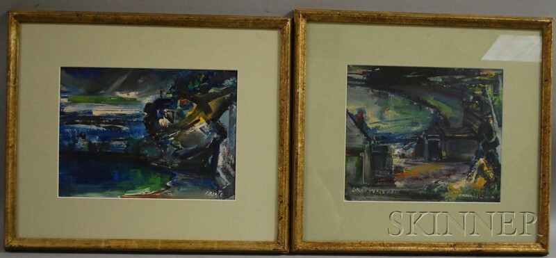 Appraisal: Jean Liberte American - Two Abstract Gouaches on Paper Signed