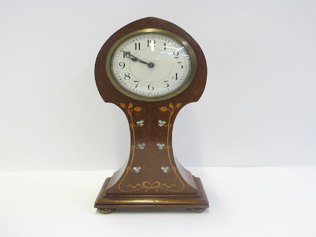 Appraisal: Edwardian mahogany mantle clock with mother of pearl inlaid decoration