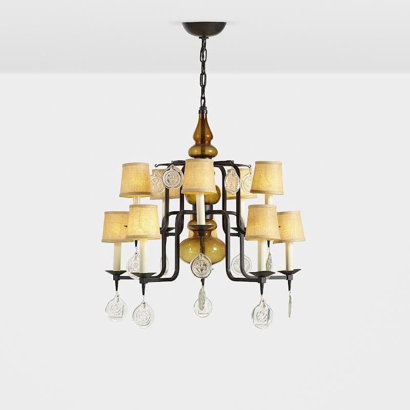 Appraisal: Erik Hoglund chandelier Erik Hoglund chandelier Boda Glasbruk Boda Smide