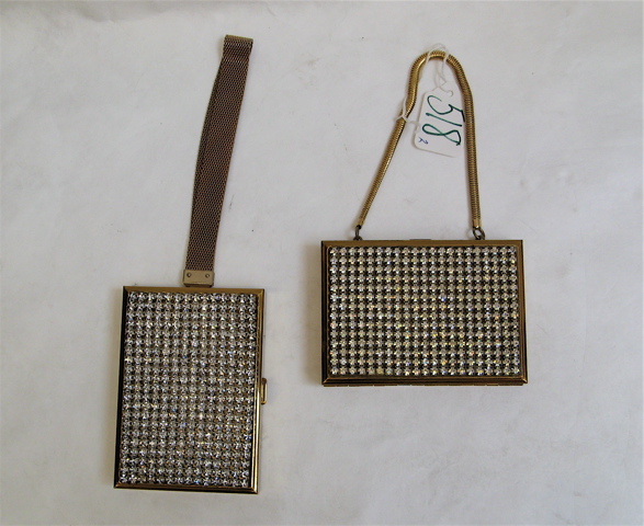 Appraisal: TWO LADY'S COMPACT PURSES sparkling clear faceted faux diamonds on