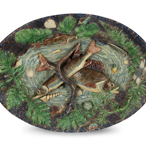 Appraisal: A Large Majolica Plate in the Style of Palissy th