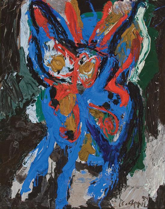 Appraisal: KAREL APPEL American French - Untitled oil on canvas signed