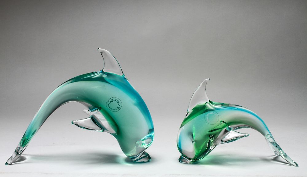 Appraisal: Mid-Century Murano Glass Vincenzo Nason Dolphins Two Mid-century modern Murano