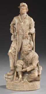 Appraisal: John Rogers Figural Civil War Group Wounded to t John