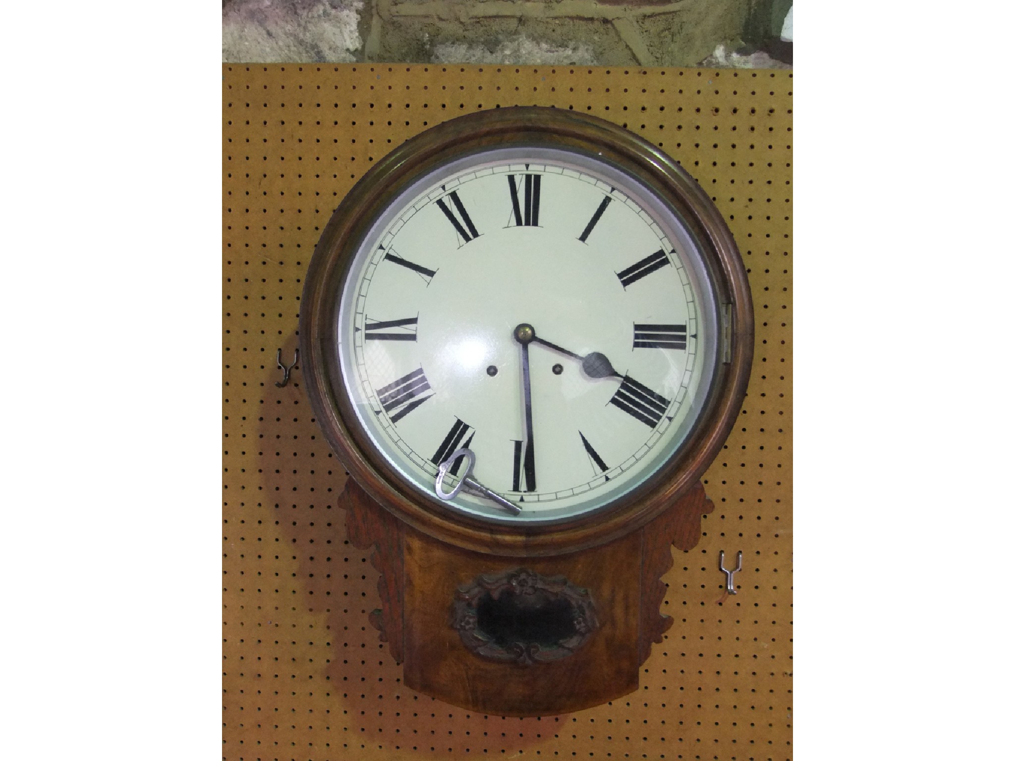 Appraisal: A th century mahogany drop dial wall clock cm dial