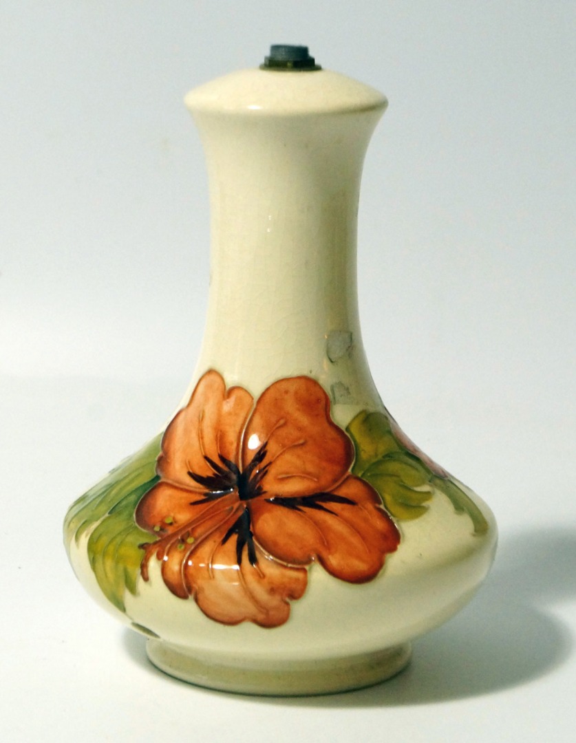 Appraisal: A Moorcroft pottery table lamp of baluster form decorated in