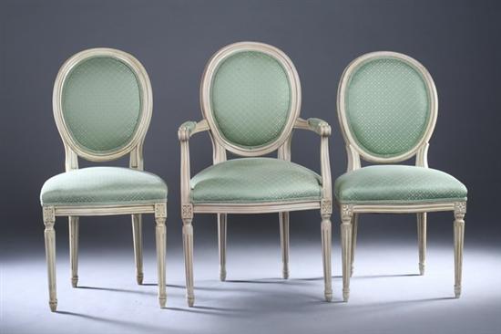 Appraisal: SET TEN LOUIS XVI STYLE PAINTED DINING CHAIRS th century