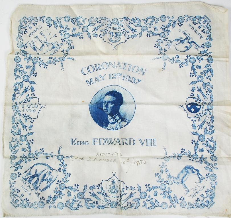 Appraisal: SOUVENIR COMMEMORATIVE HANDKERCHIEF - CORONATION OF KING EDWARD VIII May