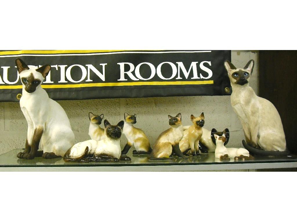 Appraisal: Selection of modern Siamese cat ornaments including a Beswick cat