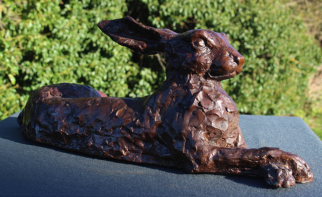 Appraisal: JOHN COX CONTEMPORARY SCHOOL 'RESTING HARE' bronze stamped with a