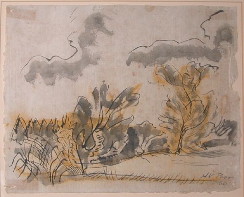 Appraisal: Landscape Poor Henry Varnum American - ink drawing with ink