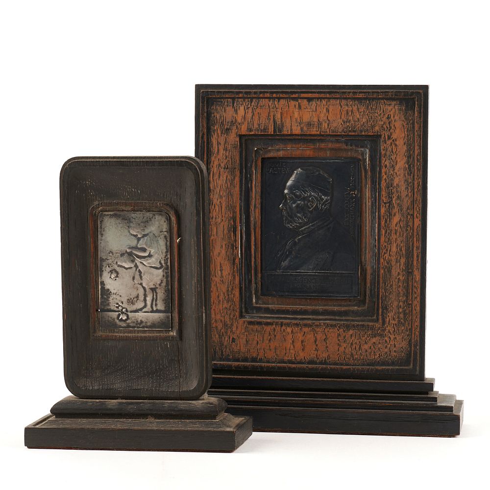 Appraisal: Grp Bronze Plaques - Roty Yencesse Group of two bronze