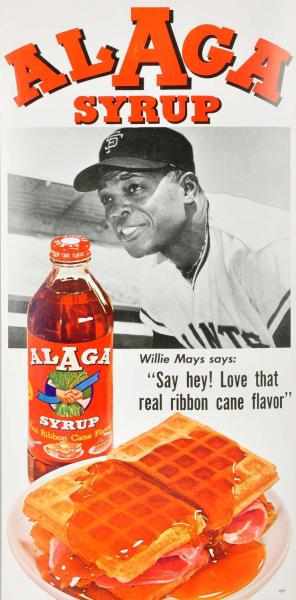 Appraisal: AlAga Syrup Advertising Poster with Willie Mays Description Circa s