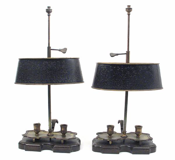 Appraisal: A pair of French brass table lamps height in width