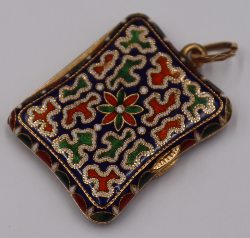 Appraisal: JEWELEY KT GOLD AND ENAMEL VINAIGRETTE PENDANT kt yellow gold