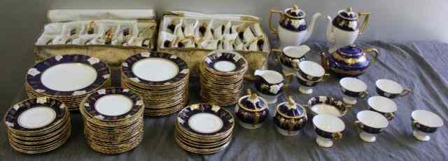 Appraisal: Large Royal Crown Derby Porcelain Dinner Set In vine cobalt