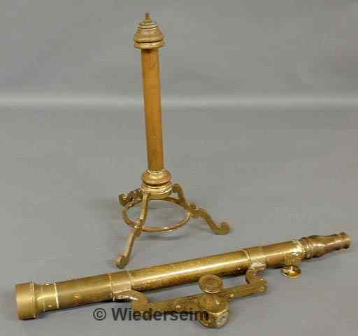 Appraisal: Brass telescope and tripod stand probably early th c disassembled