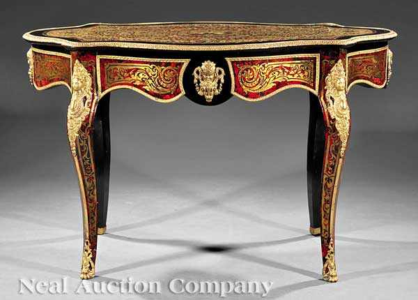 Appraisal: A Good Napoleon III Ebonized and Boullework Center Table mid-