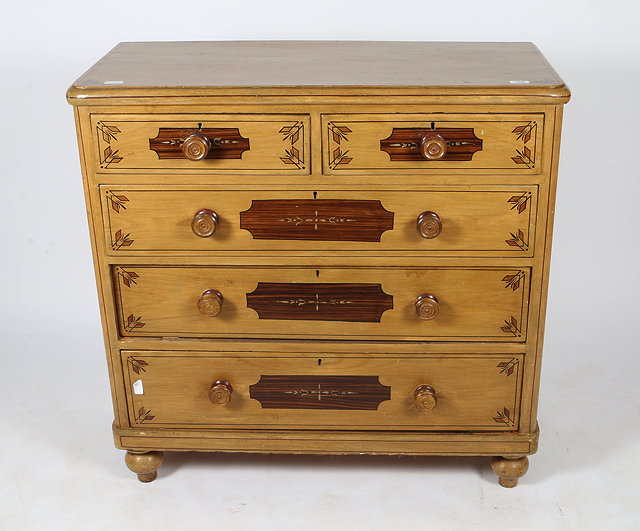 Appraisal: A VICTORIAN PAINTED PINE CHEST of two short and three