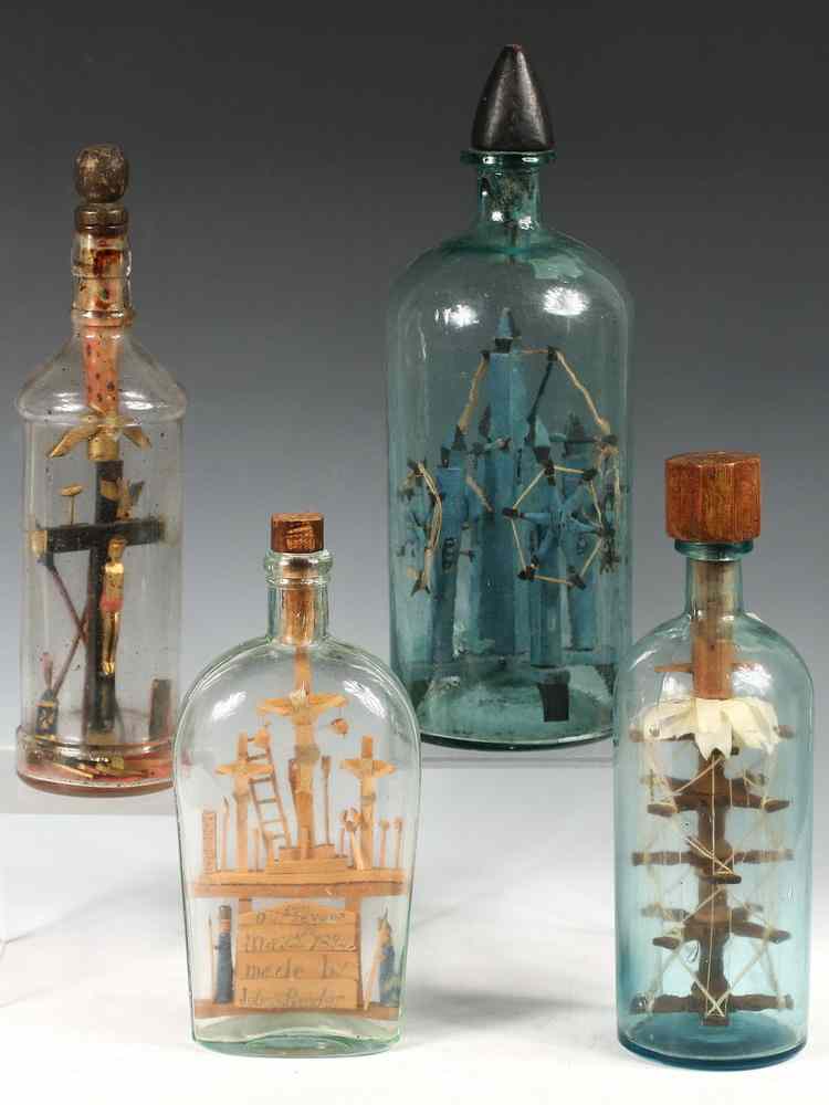 Appraisal: WHIMSIES IN BOTTLES - Four late th - early th