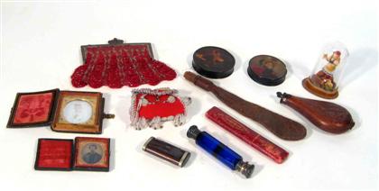 Appraisal: Assorted th th century lot Including two paper mach snuff