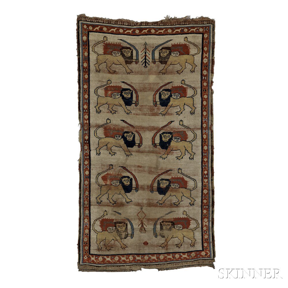 Appraisal: Qashqai Lion Rug Southwest Persia late th century the ivory