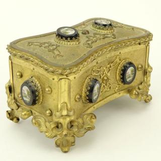 Appraisal: Antique Victorian Style Gilt Brass Micro Mosaic Box Includes two