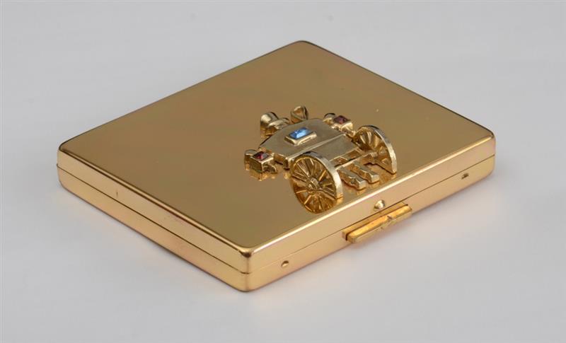 Appraisal: Gilt-Metal Compact and Lipstick by Paul Flato Decorated with a