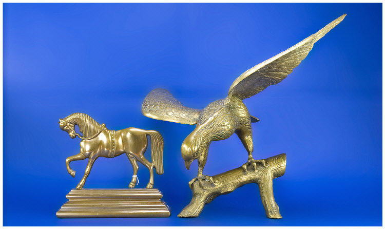 Appraisal: Brass Eagle Together with Small Fire Fender in the form