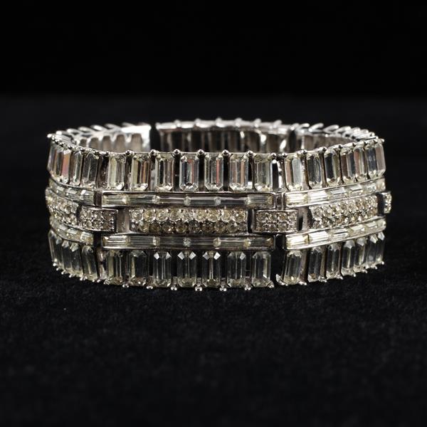 Appraisal: Trifari Art Deco Wide Colorless Crystal Diamante and Rhinestone link