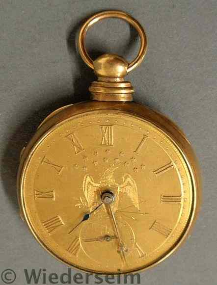 Appraisal: Men's k gold cased pocket watch the face engraved with