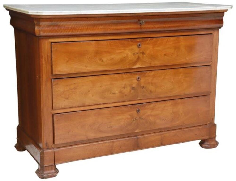 Appraisal: French Louis Philippe period marble-top walnut commode mid th c