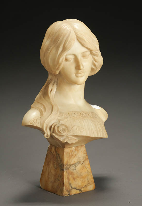 Appraisal: Continental Alabaster Bust of a Young Woman Circa On a