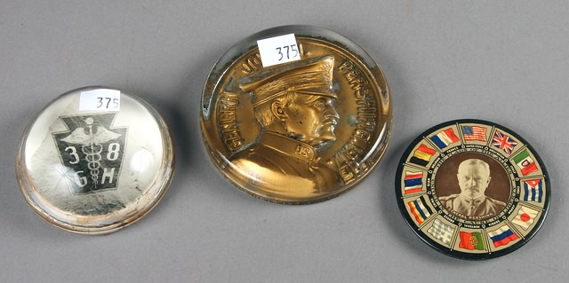 Appraisal: paper weights and a Mirror relating to Gen Pershing