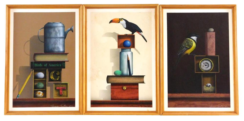 Appraisal: James Carter American born three acrylic still life paintings Totem